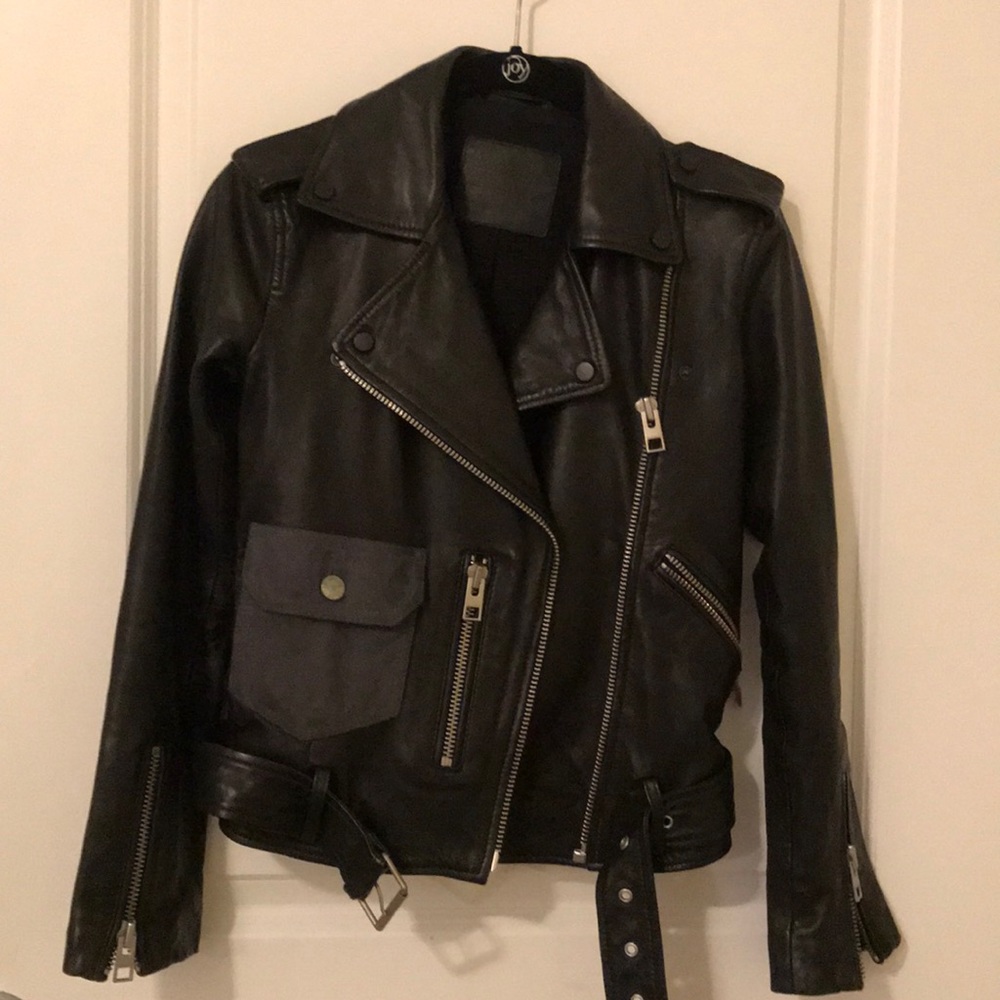 AllSaints Balfern Leather Jacket with Suede Pocket